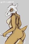  # 2013 anthro anthrofied black_eyes bone breasts butt cubone english_text eyelashes female grasp kittentits looking_at_viewer nintendo number plain_background pok&eacute;mon presenting presenting_hindquarters side_boob signature skull solo standing text video_games white_background white_eyes 
