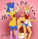  2014 arashidrgn bulge canine clothed clothing crossdressing duo fox fur girly hair hedgehog male mammal miles_prower open_mouth panties sega sonic_(series) sonic_the_hedgehog tongue underwear white_fur 