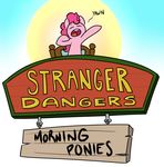  2014 earth_pony english_text equine eyes_closed female friendship_is_magic fur hair horse mammal my_little_pony open_mouth pink_fur pink_hair pinkie_pie_(mlp) pony sign solo strangerdanger sun text yawn 