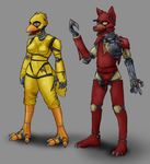  breasts chica_(fnaf) female five_nights_at_freddy&#039;s foxy_(fnaf) machine male mechanical robot 