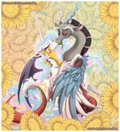  2014 discord_(mlp) equine female feral friendship_is_magic horn horse kissing male mammal my_little_pony princess_celestia_(mlp) stepandy winged_unicorn wings 
