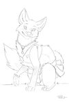  2014 canine crossdressing feral fox male mammal pmoss sketch skirt solo 