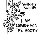  animatronic anthro black_and_white canine dialog english_text eye_patch eyewear five_nights_at_freddy&#039;s fox foxy_(fnaf) hook humor karpet-shark line_drawing machine male mammal mechanical monochrome robot solo teeth text 