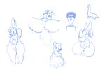  anus asswolf big_butt breasts butt canine cupcake_(oriole) dinosaur female human lagomorph looking_at_viewer male mammal oriole_(artist) pussy rabbit scalie sketches surprise wide_hips 
