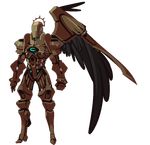  alpha_channel ambiguous_gender armor avian black_feathers breeding_season cyborg feathers harpy s-purple solo wings 