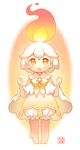  blush candle fire kito_(sorahate) open_mouth original personification short_hair solo white_hair yellow_eyes 