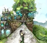  bad_id bad_pixiv_id green_eyes hakurei_reimu konpaku_youmu landscape multiple_girls scenery sketch touhou tree un-known_(ninesix) 