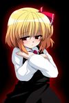  blonde_hair blush hair_ribbon necktie oka_(bananashoe) red_eyes ribbon rumia short_hair solo touhou 