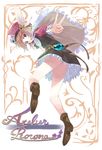  atelier_(series) atelier_rorona blue_eyes boots brown_dress brown_eyes copyright_name dress hat kabocha_(monkey4) open_mouth rororina_fryxell short_hair smile solo 