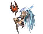  aion armor axe bad_id bad_pixiv_id blonde_hair blue_eyes elyos long_hair mokuasa ponytail solo weapon wings 