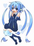  blue_eyes blue_hair boots braid elbow_gloves fingerless_gloves fuyune_sana gloves headphones heart long_hair quad_tails ribbon sate_hatena solo thighhighs utau zettai_ryouiki 