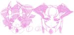  blush copyright_request happy horns mel/a monochrome multiple_girls oekaki pink sketch 