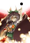  black_hair bow daitai_konna_kanji eyes fire reiuji_utsuho short_hair sign solo touhou wings 