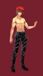  armor coffee_cat mabinogi male_focus red_eyes red_hair ruairi shirtless solo 