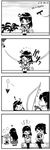  3girls 4koma :d :o ahoge akagi_(kantai_collection) bird black_hair bow_(weapon) campfire comic dated flying_sweatdrops food food_theft greyscale hakama haori heart highres japanese_clothes kaga_(kantai_collection) kantai_collection kneehighs log long_hair md5_mismatch monochrome multiple_girls muneate o_o onigiri open_mouth otoufu roasting sandals school_uniform serafuku side_ponytail smile solid_circle_eyes surprised thermos thighhighs translated tree ushio_(kantai_collection) weapon 