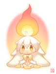  blush bow candle fire kito_(sorahate) melting original personification short_hair sitting solo white_hair yellow_eyes 