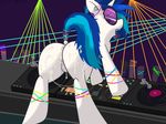  2014 butt condom cum equine eyelashes female fishy-pony friendship_is_magic fur glowstick hi_res horse lasers mammal my_little_pony pony presenting presenting_hindquarters public rave solo tongue tongue_out vinyl_scratch_(mlp) 