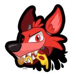  animatronic black_nose canine emily_the_penguin five_nights_at_freddy&#039;s food fox foxy_(fnaf) fur looking_at_viewer machine male mammal mechanical pizza red_eyes red_fur robot solo 