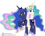  2014 90sigma absurd_res alpha_channel equine female feral friendship_is_magic hi_res horn horse mammal my_little_pony princess_celestia_(mlp) princess_luna_(mlp) smile winged_unicorn wings 