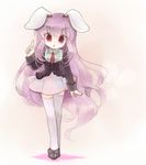  animal_ears bad_id bad_pixiv_id biyon bunny_ears long_hair looking_at_viewer open_mouth pleated_skirt pointing pointing_up purple_hair red_eyes reisen_udongein_inaba school_uniform skirt solo thighhighs touhou zettai_ryouiki 