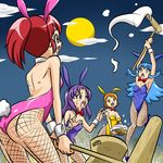  aino_megumi animal_ears ass blue_eyes blue_hair bow bowtie breasts brown_eyes bunny_ears bunny_tail bunnysuit cleavage detached_collar fishnet_pantyhose fishnets food happinesscharge_precure! hikawa_iona kine kogane_(staygold) long_hair mallet mochi mochitsuki moon mortar multiple_girls oomori_yuuko pantyhose pestle ponytail precure purple_eyes purple_hair red_eyes red_hair shirayuki_hime short_hair small_breasts tail wagashi wrist_cuffs 