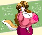 anthro big_breasts breasts canine cleavage clothed clothing dog huge_breasts mammal smile solo wobbleblot_(artist) 