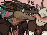  &lt;3 ambiguous_gender blush caprine clothed clothing crocodile cute dragon eyes_closed eyewear fangs glasses goat horn hybrid licking male mammal reptile scalie spikes tongue whatwhatwhoa 