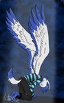  angel anthro bluwolfie canine clothing feather female fur mammal stripes wings wolf 
