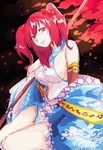  bare_shoulders breasts flower hair_flower hair_ornament highres japanese_clothes kimono light_smile medium_breasts onozuka_komachi panties petals red_eyes red_hair short_hair siam_(meow13) sideboob sitting sketch sleeveless solo touhou tree two_side_up underwear 