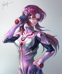  bad_id bad_pixiv_id blue_eyes bodysuit evangelion:_2.0_you_can_(not)_advance glasses hairband kim_yura_(goddess_mechanic) makinami_mari_illustrious neon_genesis_evangelion pink_bodysuit plugsuit rebuild_of_evangelion red_hair solo twintails 