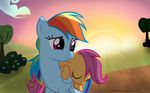  2014 equine female feral friendship_is_magic horse mammal my_little_pony pegasus ponyecho rainbow_dash_(mlp) scootaloo_(mlp) smile wings 