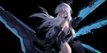  aqua_eyes black black_heart bodysuit breasts elbow_gloves gloves hyperdimension_neptunia long_hair swd3e2 sword weapon white_hair wings 