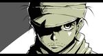  ammonio black_hair facial_hair ging_freecss hat hunter_x_hunter looking_at_viewer male_focus monochrome serious sketch solo 