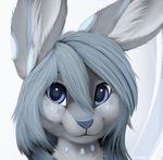 2014 anthro blue_eyes female fur hair happy hare jamesfoxbr lagomorph lapine looking_at_viewer mammal plain_background rabbit smile solo 
