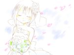  alternate_costume bouquet chiyaru comic dress flower fubuki_(kantai_collection) kantai_collection ponytail school_uniform serafuku solo veil wedding_dress 