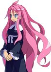  ahoge artina_(disgaea) blue_dress blue_eyes cowboy_shot disgaea dress harada_takehito long_hair makai_senki_disgaea_4 official_art pink_hair smile solo transparent_background very_long_hair 