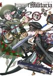  :d \m/ aircraft airplane binoculars blonde_hair cover cover_page glasses green_eyes grey_hair ground_vehicle hat highres ho_229 honjou_raita lance long_hair military military_uniform military_vehicle motor_vehicle mouth_hold multiple_girls open_mouth pointy_ears polearm smile staff submarine swastika tank uniform watercraft weapon white_background 