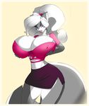  big_breasts blue_eyes breasts chloe_sinclaire cleavage clothed clothing female huge_breasts looking_at_viewer mammal neme303 ponytail skunk solo 