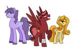  blue_eyes blush cutie_mark earth_pony equine female fetlocks friendship_is_magic fur green_eyes group hair hi_res hooves horn horse kilala97 male mammal my_little_pony original_character pegasus pony purple_eyes purple_fur red_fur smile spread_wings two_tone_hair unicorn wings 