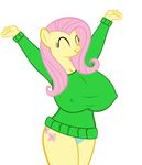  2014 absurd_res alpha_channel anthro big_breasts breasts clothing equine erect_nipples eyes_closed fluttershy_(mlp) friendship_is_magic hi_res horse huge_breasts mammal my_little_pony nipples panties pegasus sofunnyguy solo underwear wings 