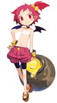  bandeau bare_shoulders bat_wings bike_shorts bike_shorts_under_shorts black_wings blush_stickers bracelet choker closed_mouth demon_girl disgaea earrings feet flat_chest freckles full_body hair_bobbles hair_ornament hanako_(disgaea) hand_on_hip harada_takehito jewelry light_smile looking_at_viewer makai_senki_disgaea_2 mini_wings navel official_art pink_hair pink_shorts platform_footwear pointy_ears pot puffy_shorts red_eyes sandals short_eyebrows short_hair short_ponytail shorts side_ponytail simple_background smile smiley_face solo standing strapless stud_earrings white_background wings 