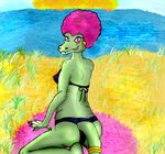  2011 afro aleixter backround bikini blush breasts butt crocodile female kalypso kremling reptile scalie swimsuit 