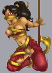  1girl aladdin_(disney) arabian_clothes bdsm bestiality black_hair bondage bound breasts brown_eyes covering_mouth dark_skin disney earrings jasmine_(disney) jewelry large_breasts nipples ponytail pussy pussy_juice restrained snake tears tetisuka torn_clothes 