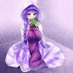  blush book breasts cloak doyouwantto dress hat hood impossible_clothes impossible_shirt koumajou_densetsu koumajou_densetsu_1 large_breasts long_hair looking_at_viewer patchouli_knowledge purple_eyes purple_hair shirt solo touhou 