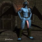  2010 3d anthro bune cgi dragon flaccid genital_slit horn huge_penis karabiner leather male penis scar slit 