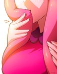  adventure_time breasts eating_hair hair_in_mouth head_out_of_frame large_breasts long_hair mike_inel pink_hair pink_skin princess_bonnibel_bubblegum 