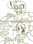  ! animatronic anthro avian bib bird blush chica_(fnaf) duck english_text faceless_male female five_nights_at_freddy&#039;s food human kl0ndike machine male mammal mechanical pizza robot text 