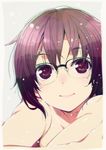  blush closed_mouth face glasses highres lips looking_at_viewer nagato_yuki nagato_yuki-chan_no_shoushitsu nose official_art purple_eyes purple_hair puyo short_hair smile solo suzumiya_haruhi_no_shoushitsu suzumiya_haruhi_no_yuuutsu 