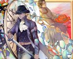  3boys black_hair blonde_hair blue_eyes brothers clock cravat hat luneisweenysweet male male_focus monkey_d_luffy multiple_boys one_piece painterly portgas_d_ace sabo_(one_piece) siblings sword time_paradox trio weapon 