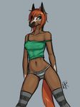  2013 avoiding_drawing_hands clothed clothing equine female green_eyes hair horse ldr legwear mammal midriff panties red_hair skimpy solo stockings underwear 